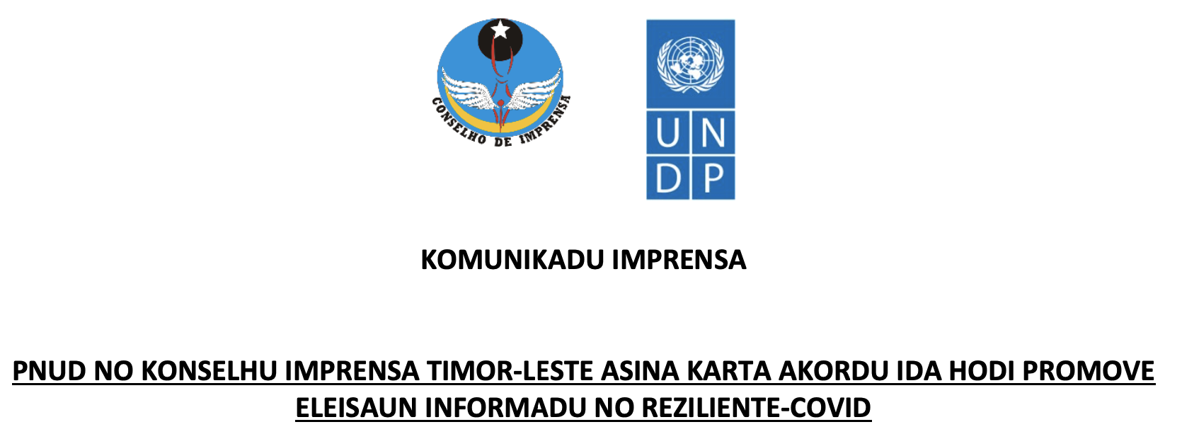  PNUD no KI Asina Karta Akordu ida hodi Promove Eleisaun Informadu no Reziliente-COVID